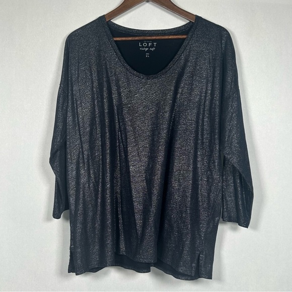 Ann Taylor LOFT metallic gray 3/4 sleeve blouse